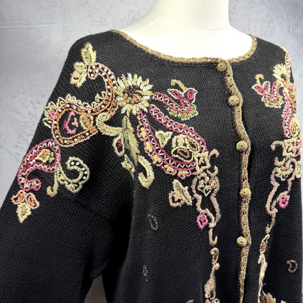 Vintage Heirloom Collectibles Cardigan Whimsigoth Dark Cottage‎ Size L